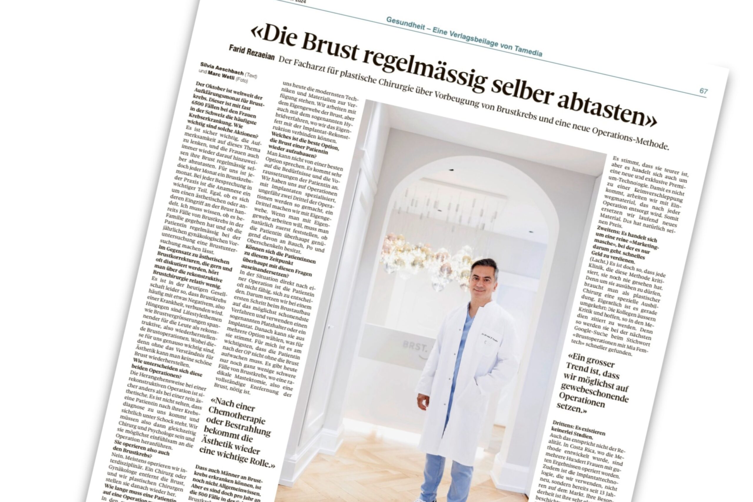 Zeitungsausschnitt zeigt Dr. Farid Rezaeian